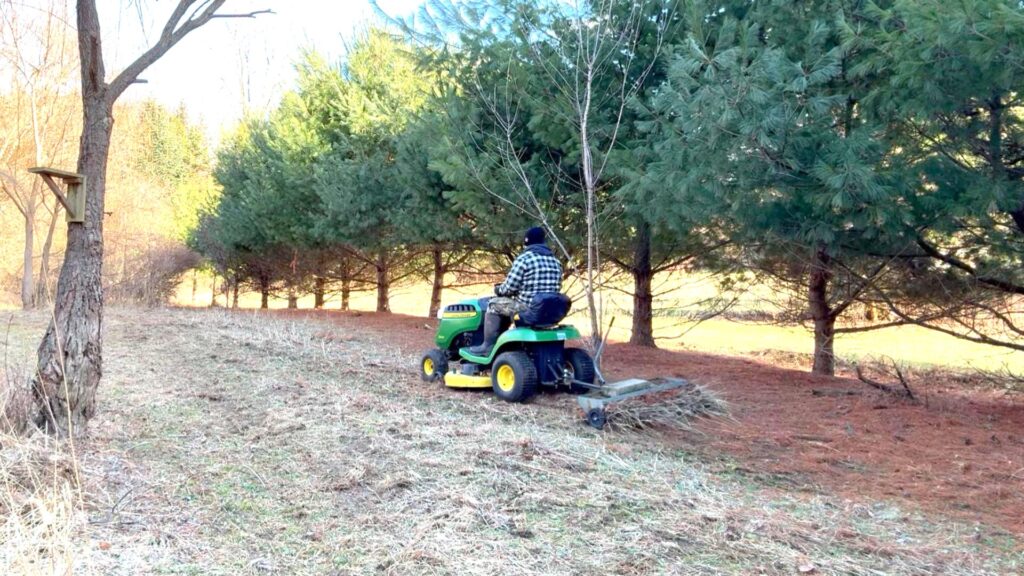 Preparing an area for planting a food plot for rabbits.