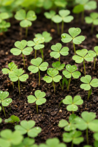 clover seedlings starting to grow.